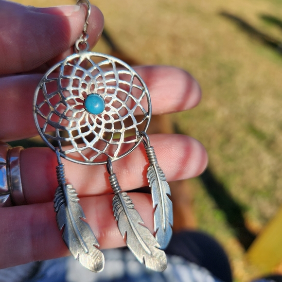 Sterling silver and turquoise earrings - Picture 7 of 8